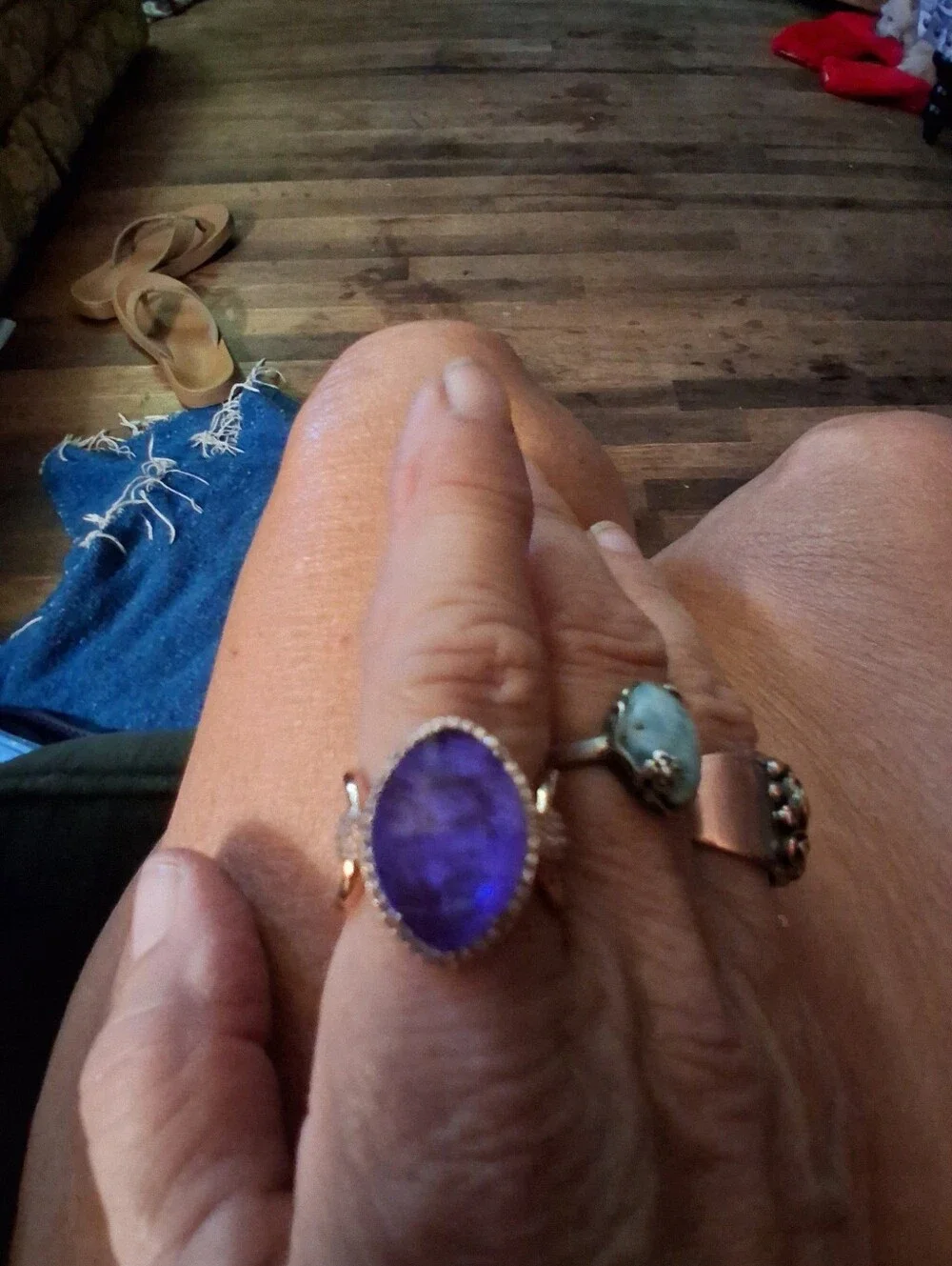 Gold Halo Ring with Purple Marquise Stone